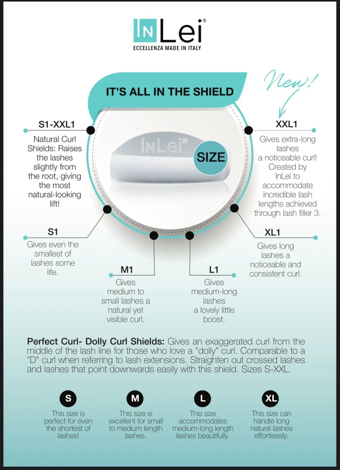 INLEI – ONLY 1 – SILICONE SHIELDS (NATURAL LIFTED EFFECT), 4 SIZES MIX