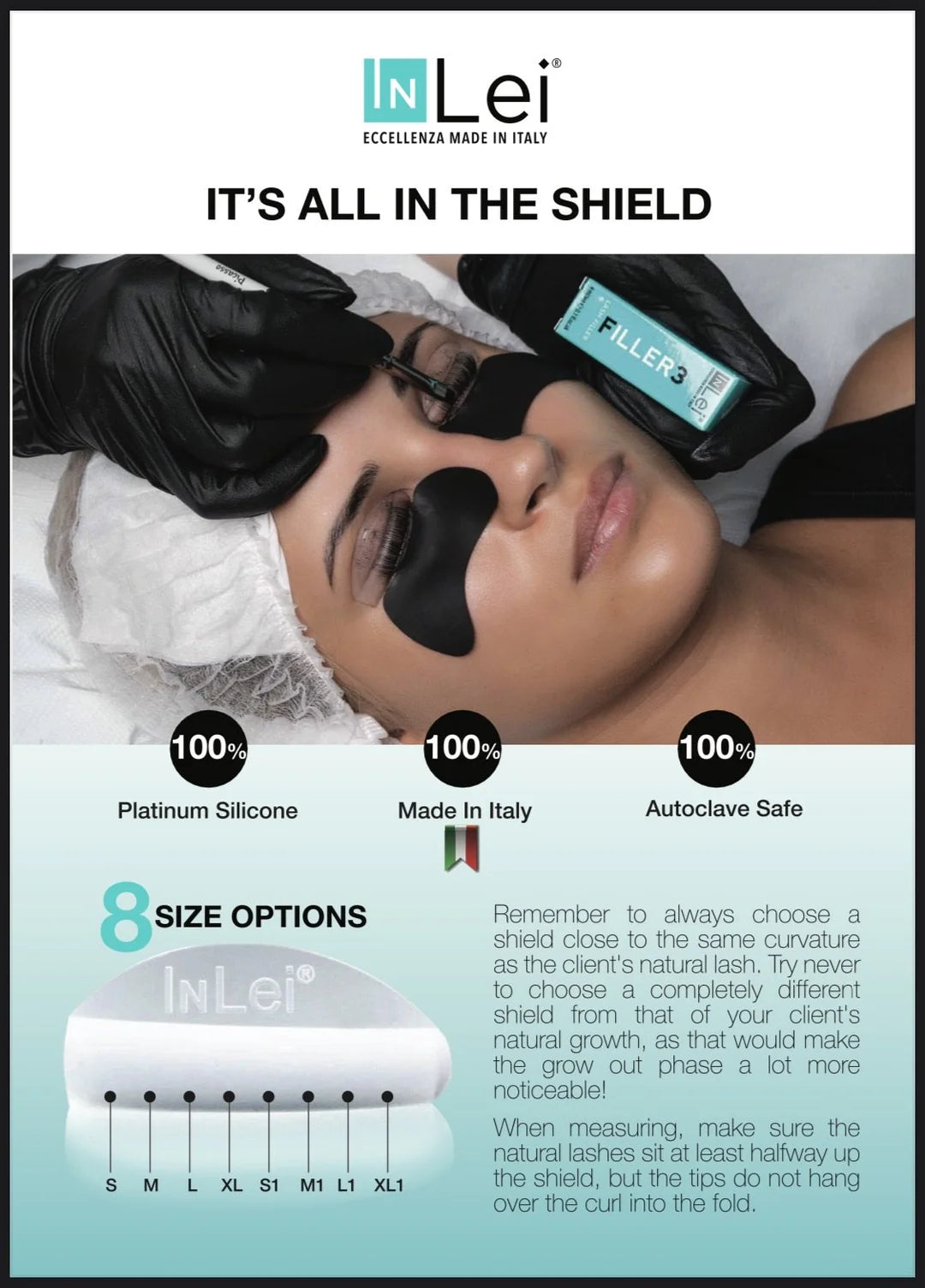 INLEI – ONLY 1 – SILICONE SHIELDS (NATURAL LIFTED EFFECT), 4 SIZES MIX